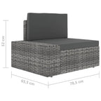 5-tlg. Garten-Lounge-Set mit Kissen Grau Poly Rattan