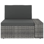 8-tlg. Garten-Lounge-Set mit Kissen Grau Poly Rattan