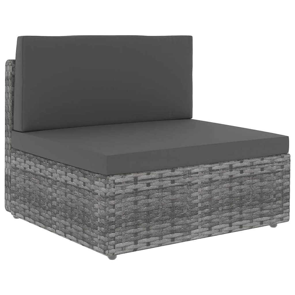 11-tlg. Garten-Lounge-Set mit Kissen Grau Poly Rattan
