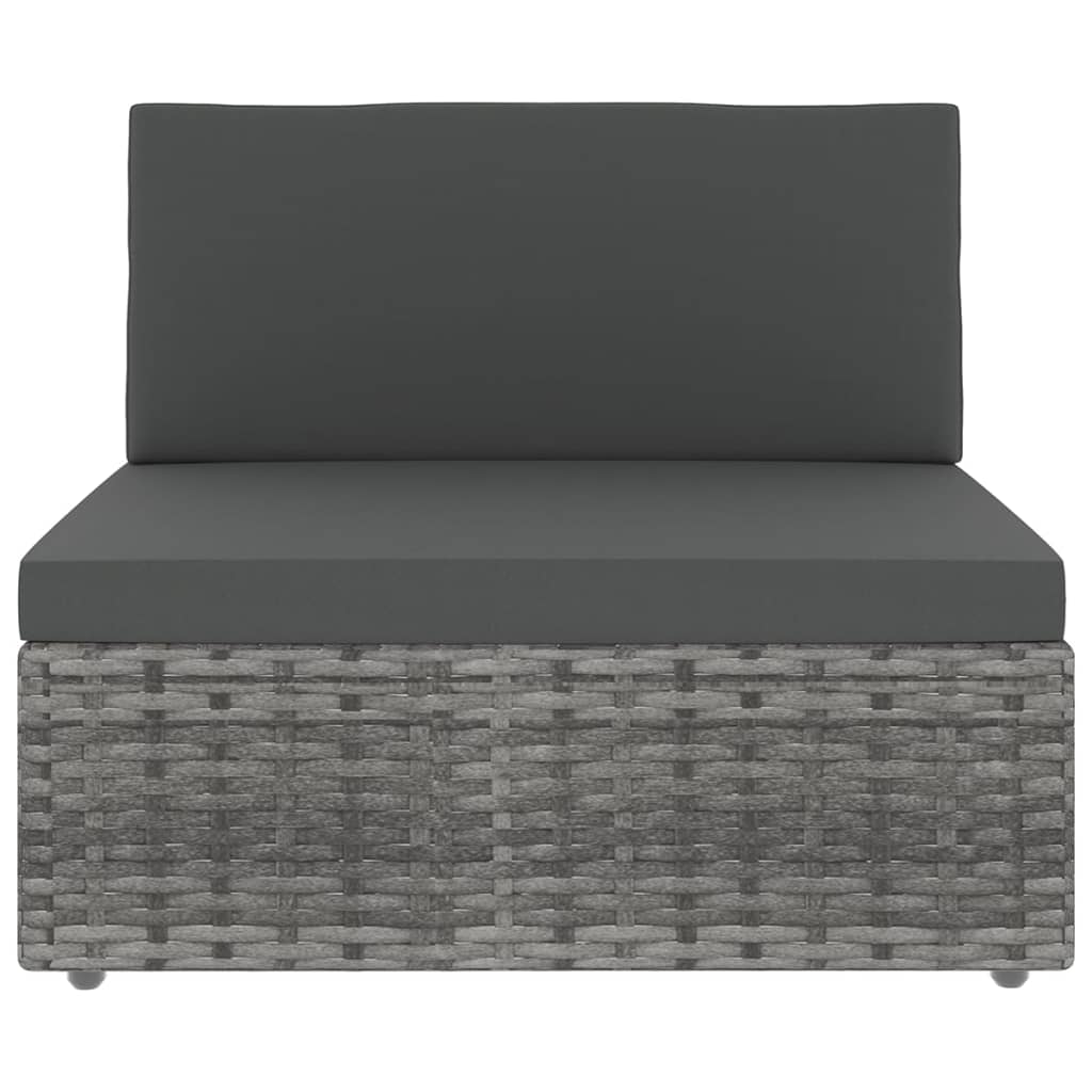 8-tlg. Garten-Lounge-Set mit Kissen Grau Poly Rattan