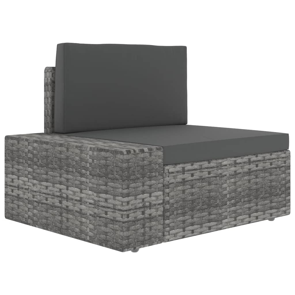 8-tlg. Garten-Lounge-Set mit Kissen Grau Poly Rattan