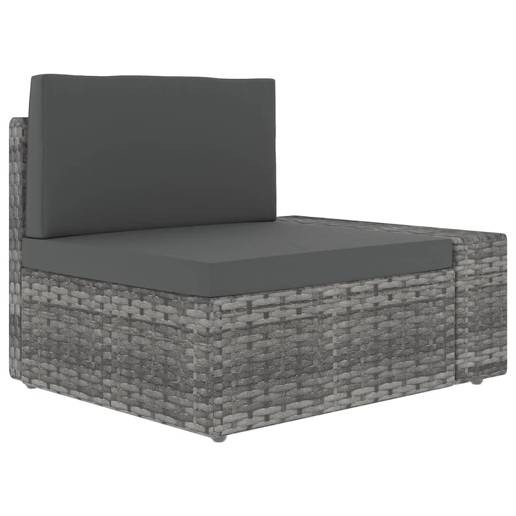 14-tlg. Garten-Lounge-Set mit Kissen Grau Poly Rattan