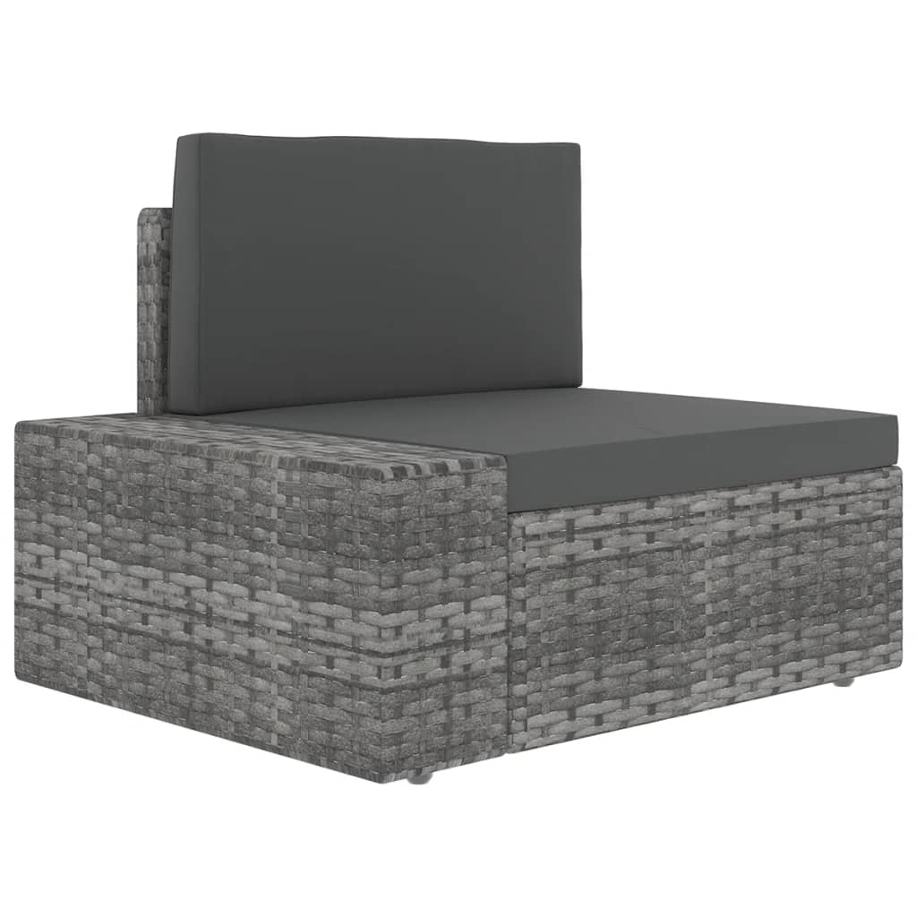 14-tlg. Garten-Lounge-Set mit Kissen Grau Poly Rattan