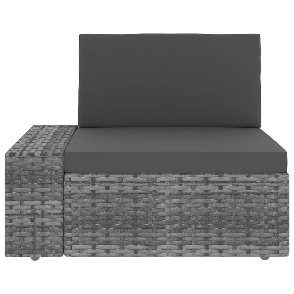 14-tlg. Garten-Lounge-Set mit Kissen Grau Poly Rattan