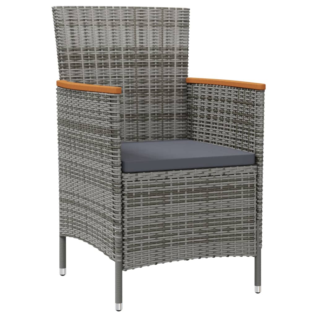 Garten-Essstühle 2 Stk. Poly Rattan Grau