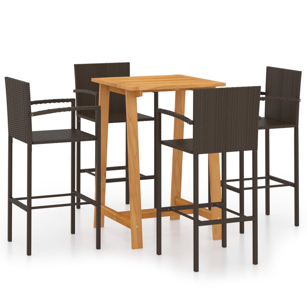 5-tlg. Gartenbar-Set Braun