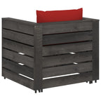 2-tlg. Garten-Lounge-Set mit Kissen Grau Imprägniertes Holz