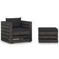 2-tlg. Garten-Lounge-Set mit Kissen Grau Imprägniertes Holz