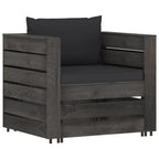 2-tlg. Garten-Lounge-Set mit Kissen Grau Imprägniertes Holz
