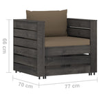 2-tlg. Garten-Lounge-Set mit Kissen Grau Imprägniertes Holz