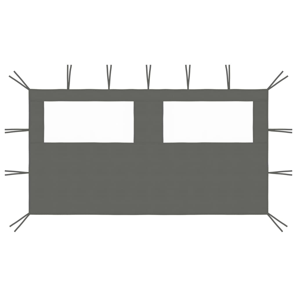 Pavillon-Seitenwand mit Fenstern 4x2 m Anthrazit