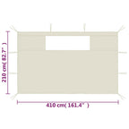 Pavillon-Seitenwände mit Fenstern 2 Stk. Creme