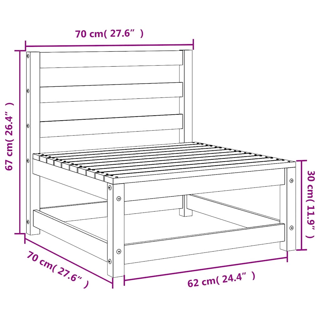 3-tlg. Garten-Lounge-Set Grau Kiefer Massivholz