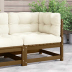 Garten-Ecksofa mit Creme Kissen Massivholz Kiefer