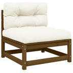 Garten-Mittelsofa mit Creme Kissen Massivholz Kiefer