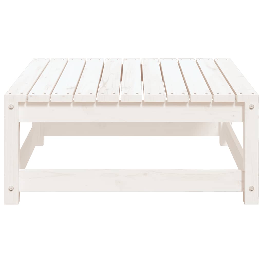 Garten-Fußhocker mit Kissen Weiß Kiefer Massivholz