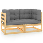 Gartensofa 2-Sitzer mit Kissen Kiefer Massivholz