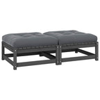 Garten-Fußhocker mit Kissen 2 Stk. Grau Massivholz Kiefer