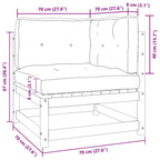 2-tlg. Garten-Lounge-Set mit Kissen Weiß Kiefer Massivholz