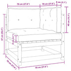 2-tlg. Garten-Lounge-Set mit Kissen Weiß Kiefer Massivholz
