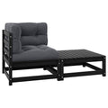 2-tlg. Garten-Lounge-Set mit Kissen Schwarz Kiefer Massivholz