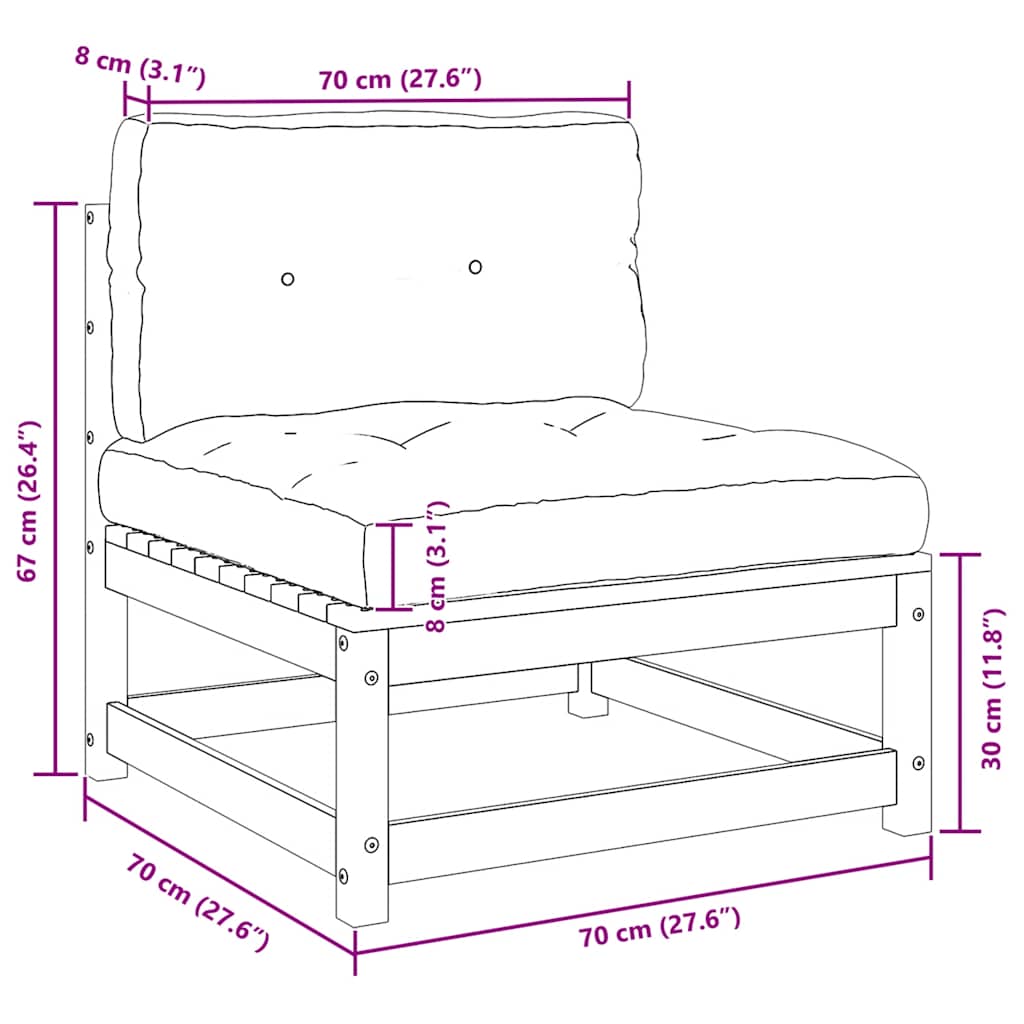 2-tlg. Garten-Lounge-Set mit Kissen Kiefer Massivholz