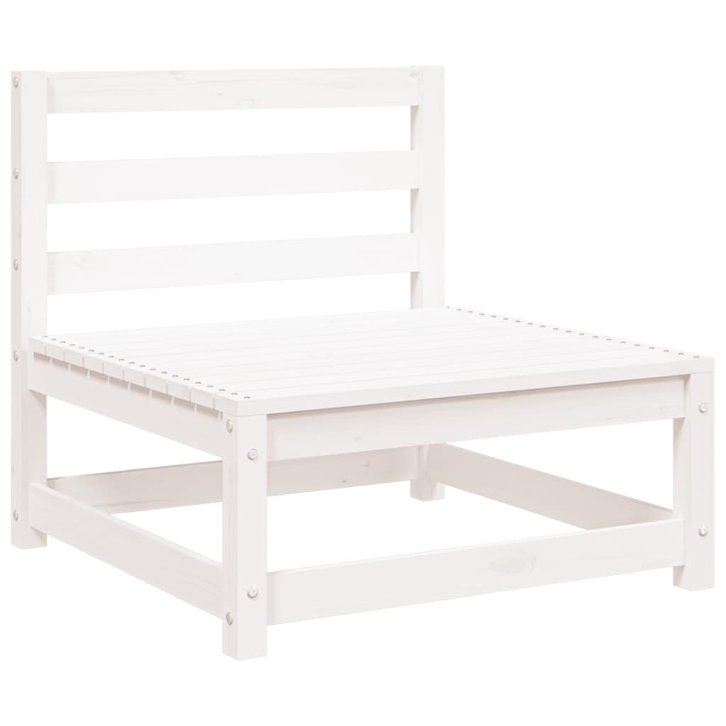 2-tlg. Garten-Lounge-Set mit Kissen Weiß Kiefer Massivholz
