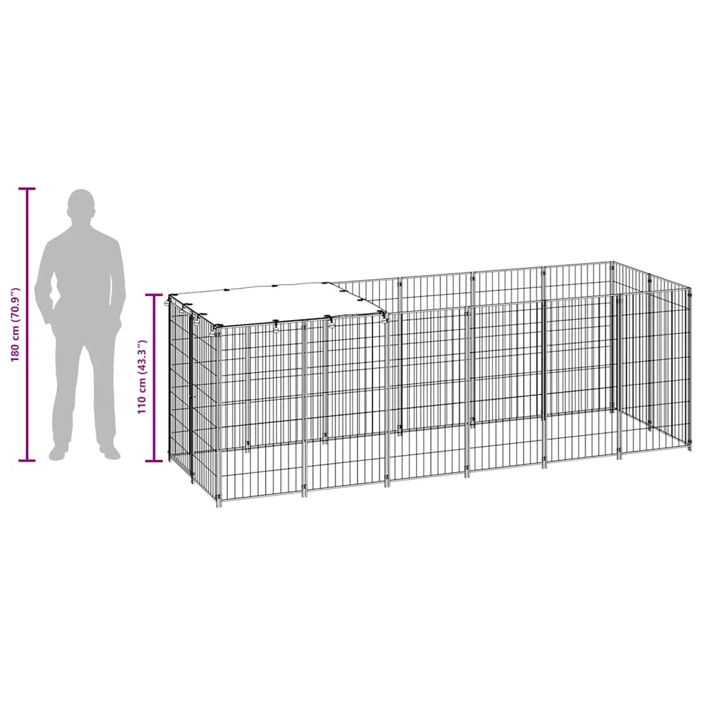 Hundezwinger Schwarz 330x110x110 cm Stahl
