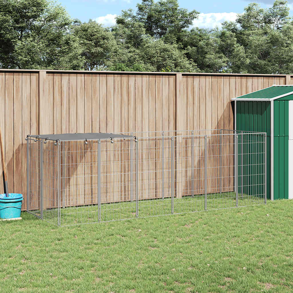 Hundezwinger Silbern 330x110x110 cm Stahl