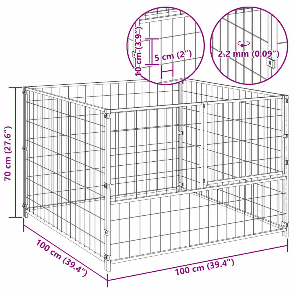Hundezwinger Schwarz 100x100x70 cm Stahl