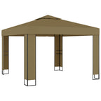Pavillon mit Doppeldach & LED-Lichterkette 3x3x2,7 m Taupe