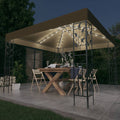 Pavillon mit LED-Lichterkette 3x3 m Taupe