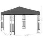 Pavillon mit LED-Lichterkette 3x3 m Anthrazit Stoff