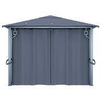 Pavillon mit Vorhängen & LED-Lichterkette 4x3 m Anthrazit Alu