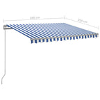 Markise Manuell Einziehbar mit LED 300x250 cm Blau und Weiß
