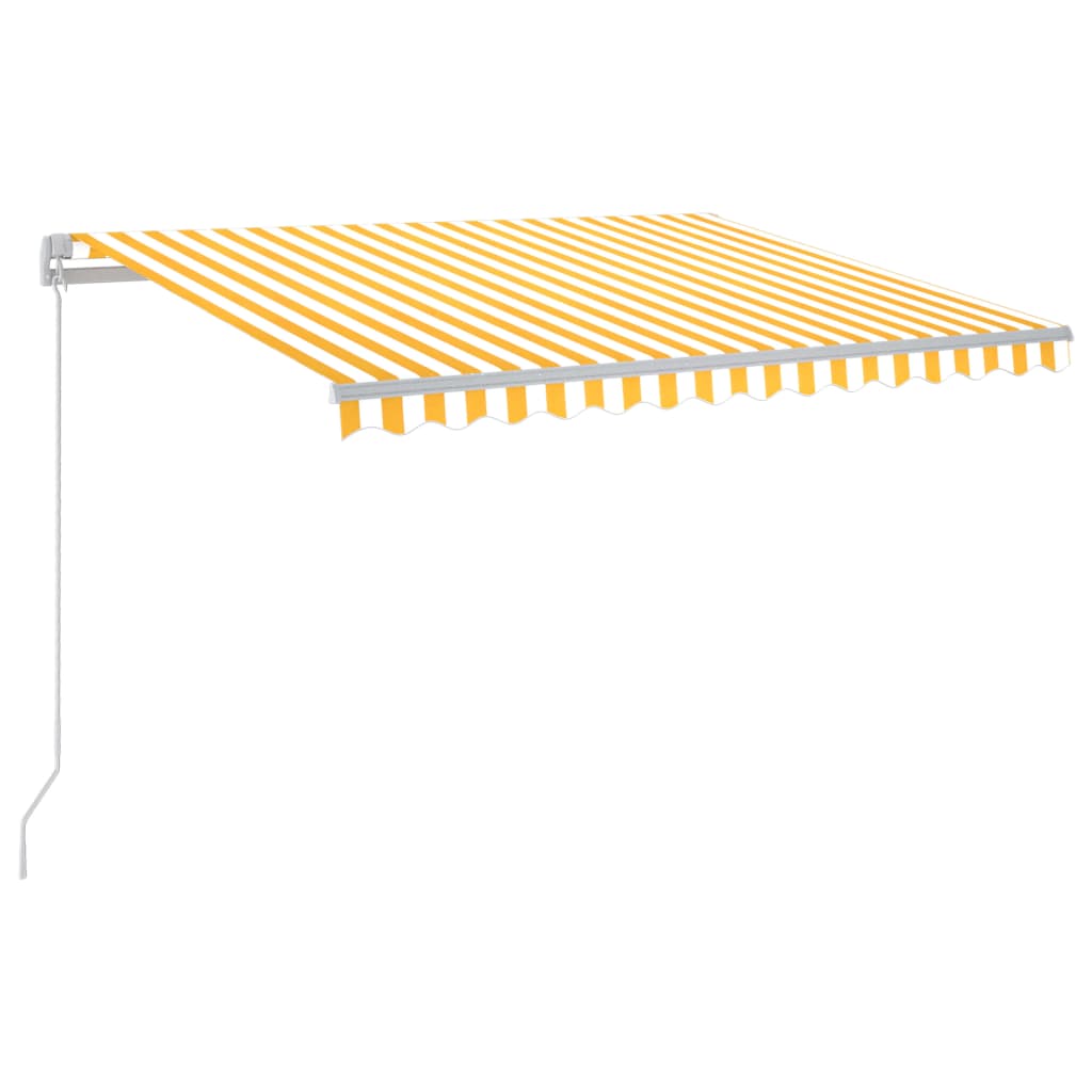 Markise Manuell Einziehbar mit LED 300x250 cm Gelb und Weiß