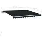 Markise Manuell Einziehbar mit LED 300x250 cm Anthrazit