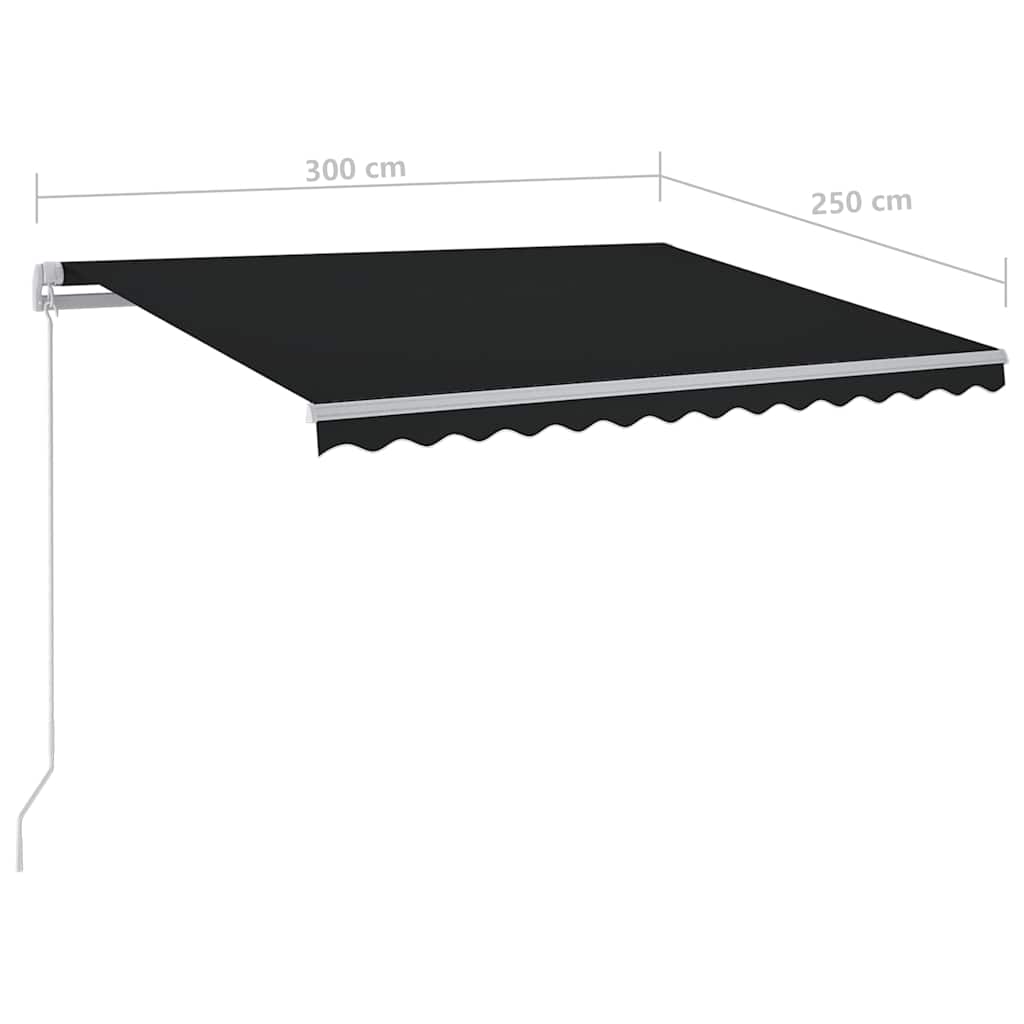 Markise Manuell Einziehbar mit LED 300x250 cm Anthrazit