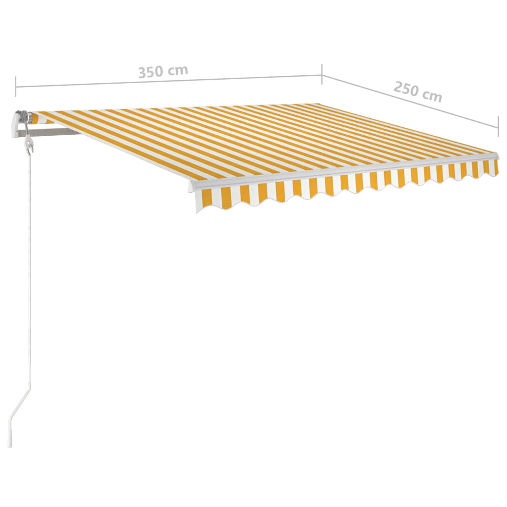 Markise Manuell Einziehbar 350x250 cm Gelb und Weiß