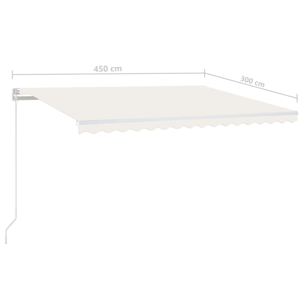 Markise Manuell Einziehbar mit LED 450x300 cm Creme