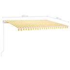 Markise Manuell Einziehbar mit LED 450x300 cm Gelb und Weiß