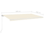 Markise Manuell Einziehbar mit LED 600x300 cm Creme