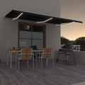 Markise Manuell Einziehbar mit LED 600x300 cm Anthrazit