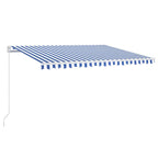 Markise Manuell Einziehbar mit LED 400x350 cm Blau und Weiß