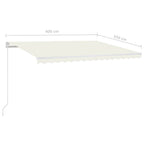 Markise Manuell Einziehbar mit LED 400x350 cm Creme