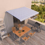 Markise Automatisch Einziehbar 450x350 cm Blau und Weiß