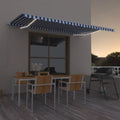 Markise Manuell Einziehbar mit LED 500x350 cm Blau und Weiß