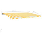 Markise Manuell Einziehbar mit LED 500x350 cm Gelb und Weiß