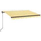 Markise Manuell Einziehbar mit LED 350x250 cm Gelb und Weiß