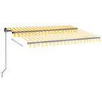 Markise Manuell Einziehbar mit LED 350x250 cm Gelb und Weiß
